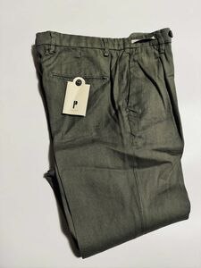 4435】新品4.4万【PAOLONI / パオローニ　52（50程度）　春夏モデル　リネンパンツ　３者混ストレッチ素材　SLIM FIT　LEON掲載】カーキ