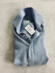 4702】新品5.5万【FINAMORE / フィナモレ　39　PANTELLERIA / BALI　カシミア×コットン　ワンピースホリゾンタルカラー】ブルー