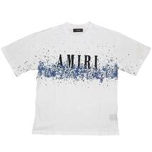 [並行輸入品] AMIRI アミリ BLUE PAINT BLEACH S/S T shirt ブルーペイント ブリーチ 半袖 Tシャツ (ホワイト) (XL)_画像1