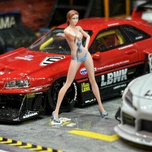 1:64 水着美女 水玉水色 ゼロヨンレース フィギュア トミカサイズ ジオラマ MINI GT LBWK 日本未発売マテル ミニカー MATTELドリフトの画像7