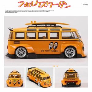 1/64 フォルクスワーゲン　車高短　カスタムバスVW VOLKSWAGEN T1 Mooneyes double yellow ミニカー　