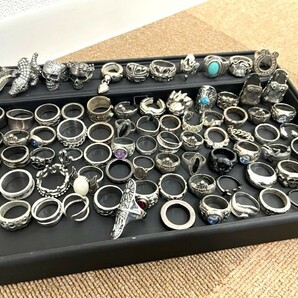 【1円スタート】シルバー リング 80点 おまとめ 重量約673g SILVER刻印等多数含む アクセサリー 指輪の画像1