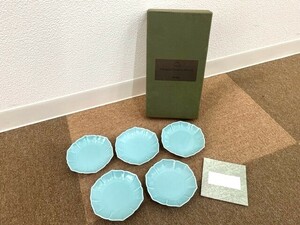 【未使用品】Fukagawa Design Collection 深川製磁 青磁桔梗 小皿揃 5客 セット 食器