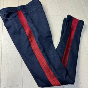  прекрасный товар /29 дюймовый * Armani /EMPORIO ARMANI глянец красный линия Denim брюки джинсы длинные брюки стрейч Eagle plate мужской темно-синий 