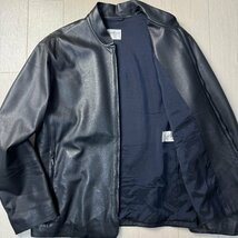 美品/46 M-L相当★アルマーニ/ARMANI COLLEZIONI 羊革 ラムレザー フライトジャケット MA-1 ブルゾン ダブルジップ 薄手 メンズ 黒_画像1