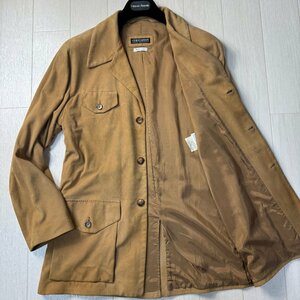  beautiful goods /48 L corresponding *joru geo Armani /GIORGIO ARMANI soft nappy mountain sheep leather suede leather single Safari jacket men's Camel 