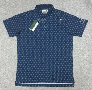 送料350円～◇新品◇le coq sportif GOLF ルコックゴルフ◇Lサイズ◇吸汗速乾/ストレッチ　アート小柄鹿の子 半袖ポロシャツ 