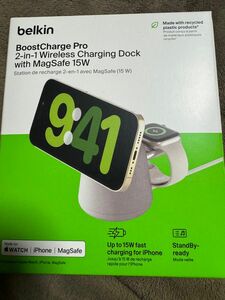 BELKIN　BoostCharge Pro MagSafe認証 2-in-1ワイヤレス充電器 サンド　