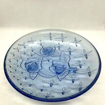 昭和レトロ　バラの花細工ガラス皿　デザート皿　食器　色付　プレート皿/3261_画像2