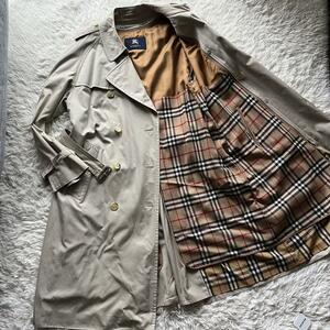 【超希少サイズ 3L~4L 着丈 約120cm】 BURBERRY LONDON バーバリーロンドン トレンチコート ライナー付 ベージュ ノバチェック メンズ 