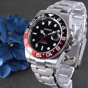 メンズ 腕時計 回転ベゼル 機械式 マスター ペプシ柄 GMT セラミック ロレックス ROLEX オマージュ 回転ベゼル