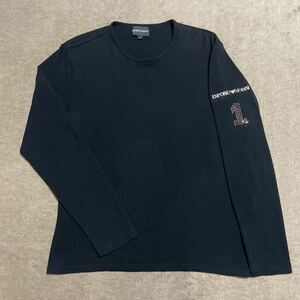 エンポリオアルマーニ ■ ラインストーン&ゴールドロゴ！長袖Tシャツ Lサイズ　EMPORIO ARMANI ロンT