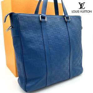 【極美品】LOUIS VUITTON ルイヴィトン タダオPM ダミエアンフィニ N41352 トートバッグ ビジネスバッグ ネプテューヌ ブルー A4可 PC可の画像1