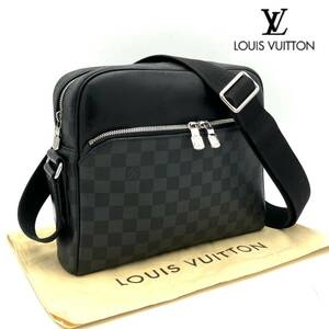 ★美品★LOUIS VUITTON ルイヴィトン デイトンPM ダミエグラフィット ショルダーバッグ 肩掛け レザー ブラック N41408 保存袋付き