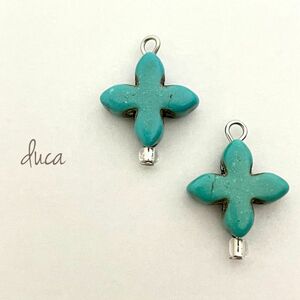 シルバー□ターコイズ□クロス□ducaピアス　No.410