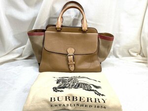 Burberry バーバリー 2WAYバッグ ブラウン ショルダーストラップ欠品[19352