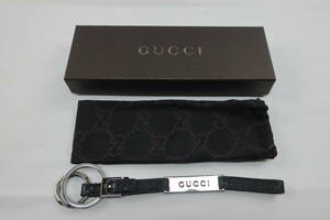 ★パケット発送/同梱不可【B送400円】　153　GUCCI　グッチ　キーホルダー　キーリング　ストラップ　黒　箱付き