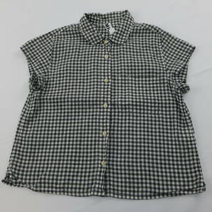 【送900円】 729 MARGARET HOWELL マーガレットハウエル レディース ラウンドカラーシャツ チェック Ⅱ リネンブレンドの画像2