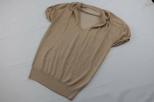 [ sending 900 jpy ] 782 TSUMORI CHISATO Tsumori Chisato V neck sweater knitted beige group lame entering 2 silk × cashmere silk .