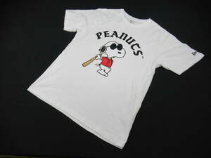 【送900円】　667　NEW ERA　ニューエラ　メンズ　半袖プリントTシャツ　カットソー　白×スヌーピー　LARGE　PEANUTS　