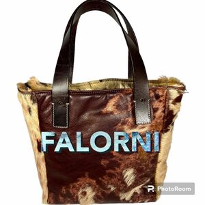 FALORNI ファロルニ　レザー ミニトートバッグ　ハンドバック イタリア製　茶　ブラウン