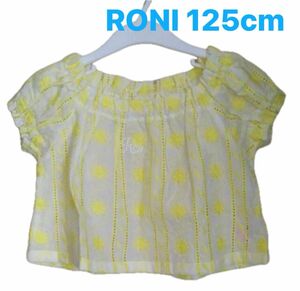 【新品】RONI 半袖ブラウス チュニックイエロー 花柄刺繍 125cm