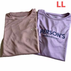 レディース半袖メッシュTシャツ 2枚セット　persons &op ピンク　パープル　LL 吸水速乾　UVカット　母の日プレゼント