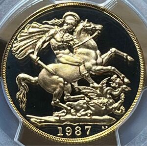 イギリス1987年 エリザベス2世 2ポンド 金貨 PCGS PR69DCAM