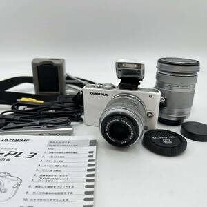 動作品 オリンパス OLYMPUS PEN Lite E-PL3 ミラーレス一眼カメラ ホワイト 14-42 1:3.5-5.6 / 40-150 1:4-5.6 ダブルズームキット 現状品