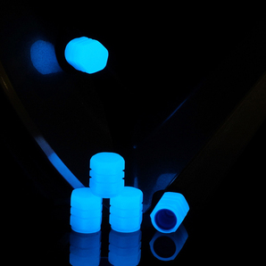車・バイク用 タイヤ エアバルブキャップ 蓄光蛍光ブルー 夜間に光る タイヤバルブキャップ エアキャップ 8個セットの画像4