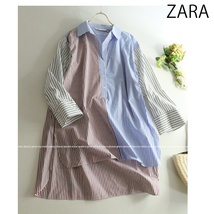 タグ付き新品♪ZARA ザラ★マルチストライプボーダープルオーバーシャツチュニックトップス Lサイズ_画像1