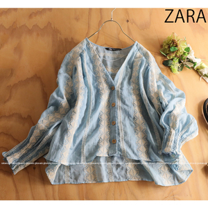 Ненужные предметы ♪ Zara Zara ★ Взрослые милые ♪ Вышивка кружево ambroydary v -neck Brouse Tops