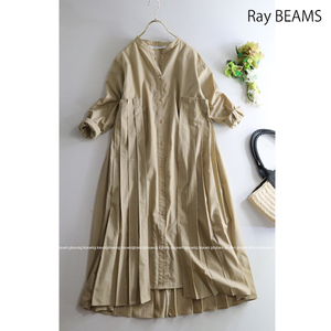 レイビームス Ray BEAMS ★大人可愛い♪プリーツスカートレイヤードバンドカラーシャツワンピース