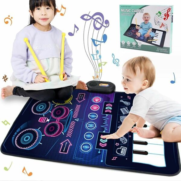 ピアノマット ドラムセット おもちゃ 子供 ドラム ８鍵盤 ６種類楽器音①