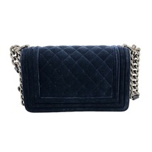 シャネル CHANEL ボーイシャネル20 A67085 ネイビー シルバー金具 ベロア ショルダーバッグ レディース 中古_画像3