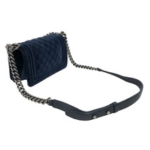 シャネル CHANEL ボーイシャネル20 A67085 ネイビー シルバー金具 ベロア ショルダーバッグ レディース 中古_画像4