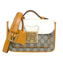 グッチ GUCCI パドロック ミニショルダーバッグ 658487 ブラウン ＧＧスプリーム ショルダーバッグ レディース 中古_画像1