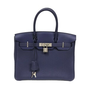  Hermes HERMES Birkin 3EN1 30 U. blue ankle silver metal fittings togo Swift handbag lady's used 