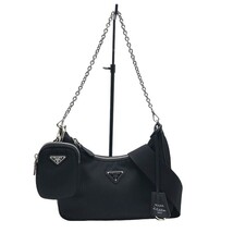 プラダ PRADA Re-Edition 2005 Re-Nylon バッグ 1BH204 ブラック/シルバー金具 ナイロン ショルダーバッグ レディース 中古_画像1