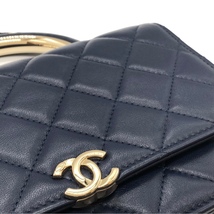 シャネル CHANEL マトラッセチェーンウォレット AP2844 ネイビー/GD金具 ラムスキン ショルダーバッグ レディース 中古_画像7