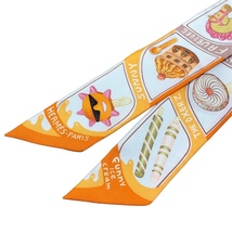 エルメス HERMES ツイリー FUNNY ICE CREAM アイボリー×オレンジ×ピンク シルク100% スカーフ ユニセックス 中古_画像3