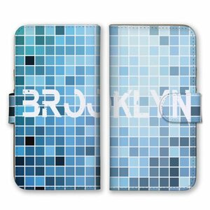 多機種対応 手帳型 スマホ ケース カバー iPhone15 AQUOS Galaxy Xperia ブルー デジタル空間 BROOKLYN