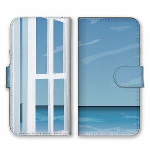 多機種対応 手帳型 スマホ ケース カバー iPhone15 AQUOS Galaxy Xperia 海 窓 オーシャンビュー