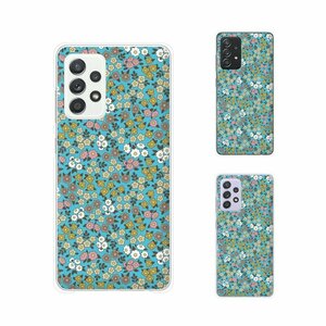 Galaxy A52 5G SC-53B ギャラクシー スマホ ケース ハード カバー 花柄22 小花 ブルー