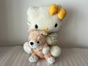 レア ハローキティ キティちゃん ぬいぐるみ ワンコ 犬 柴犬 抱っこ チェック柄 約25cm 2002年 HELLO KITTY サンリオ SANRIO 長期保管 希少