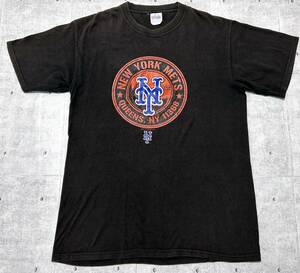 00s USA企画 Majestic製 NEW YORK METS Tシャツ　　2003年 マジェスティック ニューヨーク メッツ 大きいサイズ 色あせ フェード 柳9513