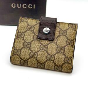 【美品】箱付き GUCCI グッチ 二つ折り財布 GG柄 コンパクトウォレット