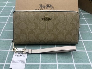 COACH コーチ 財布 長財布 プレゼント ブランド 小銭入れあり ギフト ストラップ付き 新品 ロゴ レディース レザー ウォレット C337