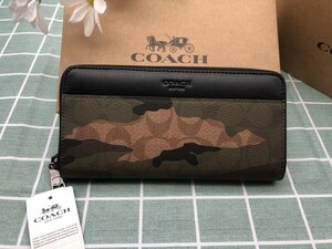 COACH コーチ 財布 長財布 プレゼント 贈り物 レザー ウォレット 新品 ブランド メンズ レディース シグネチャー ギフト ズック 迷彩 A155