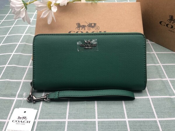 COACH 財布 長財布コーチ グリーン 緑 プレゼント 小銭入れあり ギフト シグネチャー 新品 未使用 レザー ロゴ ウォレット レディース C177